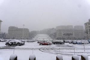 GENOA, ITALY - JANUARY 23 2019 - Town under the snow photo