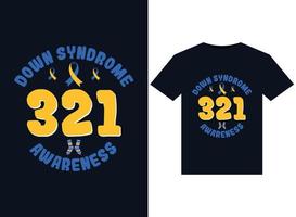 321 Down Syndrome Awareness illustrations for print-ready T-Shirts design vector