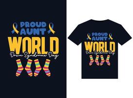 Proud Aunt World Down Syndrome Day illustrations for print-ready T-Shirts design vector