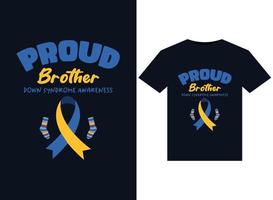 Proud Brother Down Syndrome Awareness illustrations for print-ready T-Shirts design vector