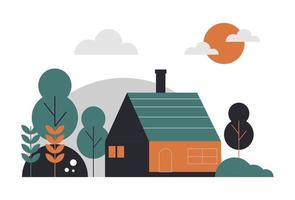 Geometric house flat landscape vector