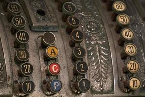 Old cash register vintage close up photo