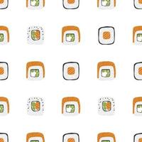 Seamless pattern with variation Sushi roll set illustration on white background vector