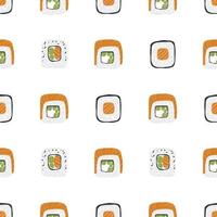 Seamless pattern with variation Sushi roll set illustration on white background vector