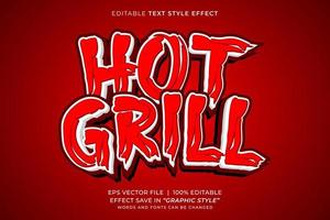 Hot grill editable text effect vector