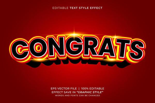 Congrats editable text effect