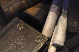 Old book and parchment detail photo