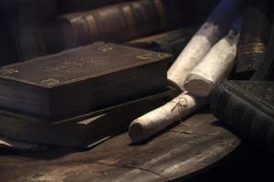 Old book and parchment detail photo