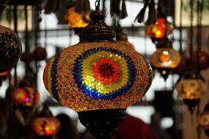 Indian glass lamp detail photo