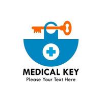 Medical key logo design template illustration. there are symbol medical and key. this is good for medical vector