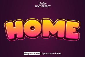 home text effect with graphic style and editable. vector