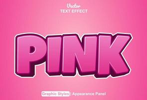 pink text effect with graphic style and editable. vector