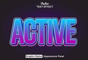 active text effect with graphic style and editable. vector