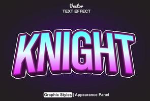 knight text effect with graphic style and editable. vector