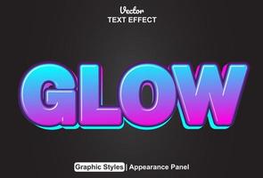 glow text effect with graphic style and editable. vector