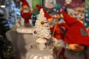 christmas tree decorations at street market photo