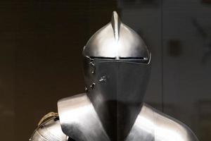 Medieval armor iron helmet detail photo