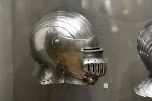 Medieval armor iron helmet detail photo