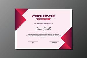 elegante certificado de logro con diseño abstracto magenta degradado vector