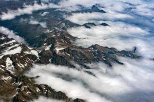 Swiss alps aerial view from airplane