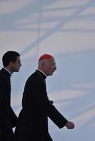 GENOVA, ITALY - MAY 26 2017 - Cardinal Angelo Bagnasco attending preparation for Pope Francis mass in Kennedy Place photo