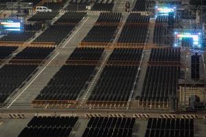 GENOVA, ITALY - MAY 26 2017 - night Preparation for Pope Francis mass in Kennedy Place photo