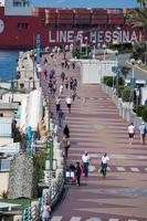 GENOA, ITALY - MAY 26, 2017 - container ship near the shore before entering harbor photo