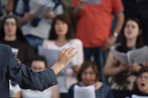 GENOVA, ITALY - MAY 26 2017 - Chorus Preparation for Pope Francis mass in Kennedy Place photo