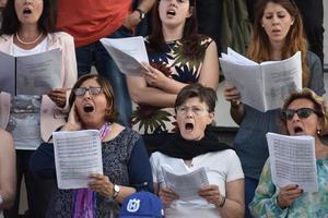 GENOVA, ITALY - MAY 26 2017 - Chorus Preparation for Pope Francis mass in Kennedy Place photo