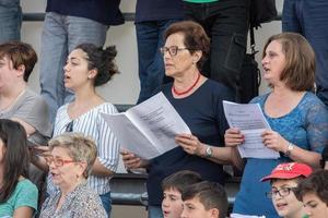 GENOVA, ITALY - MAY 26 2017 - Chorus Preparation for Pope Francis mass in Kennedy Place photo