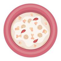 milk with cereal and fruits vector