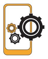 smartphone with gears setup vector