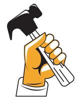 hand with hammer tool vector