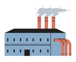 plant with chimneys and pipelines vector