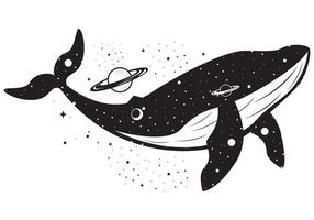 whale surreal astrology vector