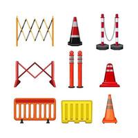 road barrier set cartoon vector illustration