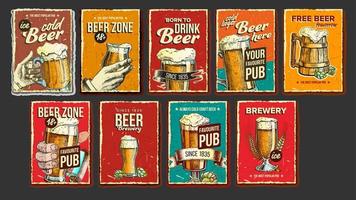 vector de conjunto de carteles publicitarios de colección de cerveza