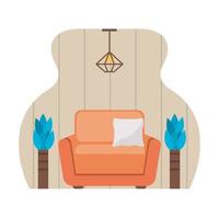 couch and houseplants vector