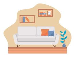 sofa and houseplant livingroom vector