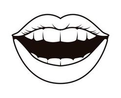 smiling mouth monochrome pop art vector