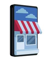 smartphone with store ecommerce vector