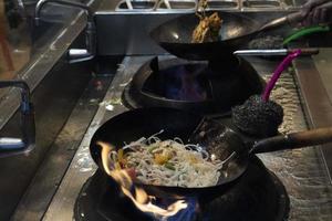 wok rice spaghetti cooking photo