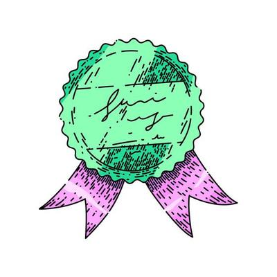 sticker ribbon sketch hand drawn vector