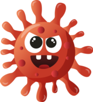 virus y bacterias. lindo personaje de dibujos animados. png
