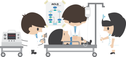 CPR  Cardiopulmonary Resuscitation  in emergency room . Medical team resuscitate patient . png