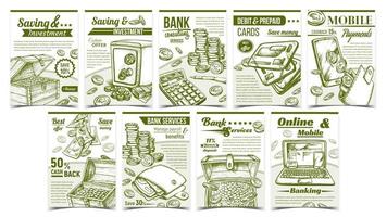 conjunto de banners de colección financiera bancaria vector