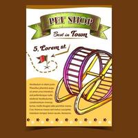 Pet Shop Running Wheel On Advertise Poster Vector