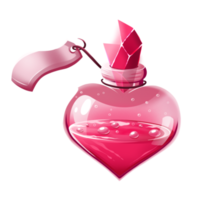 Hand drawn valentines day sticker with a pink bottle of love potion png