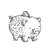 piggy bank sketch hand drawn vector