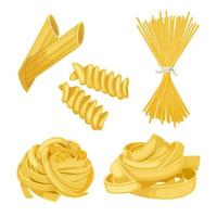 pasta italian food set cartoon vector illustration